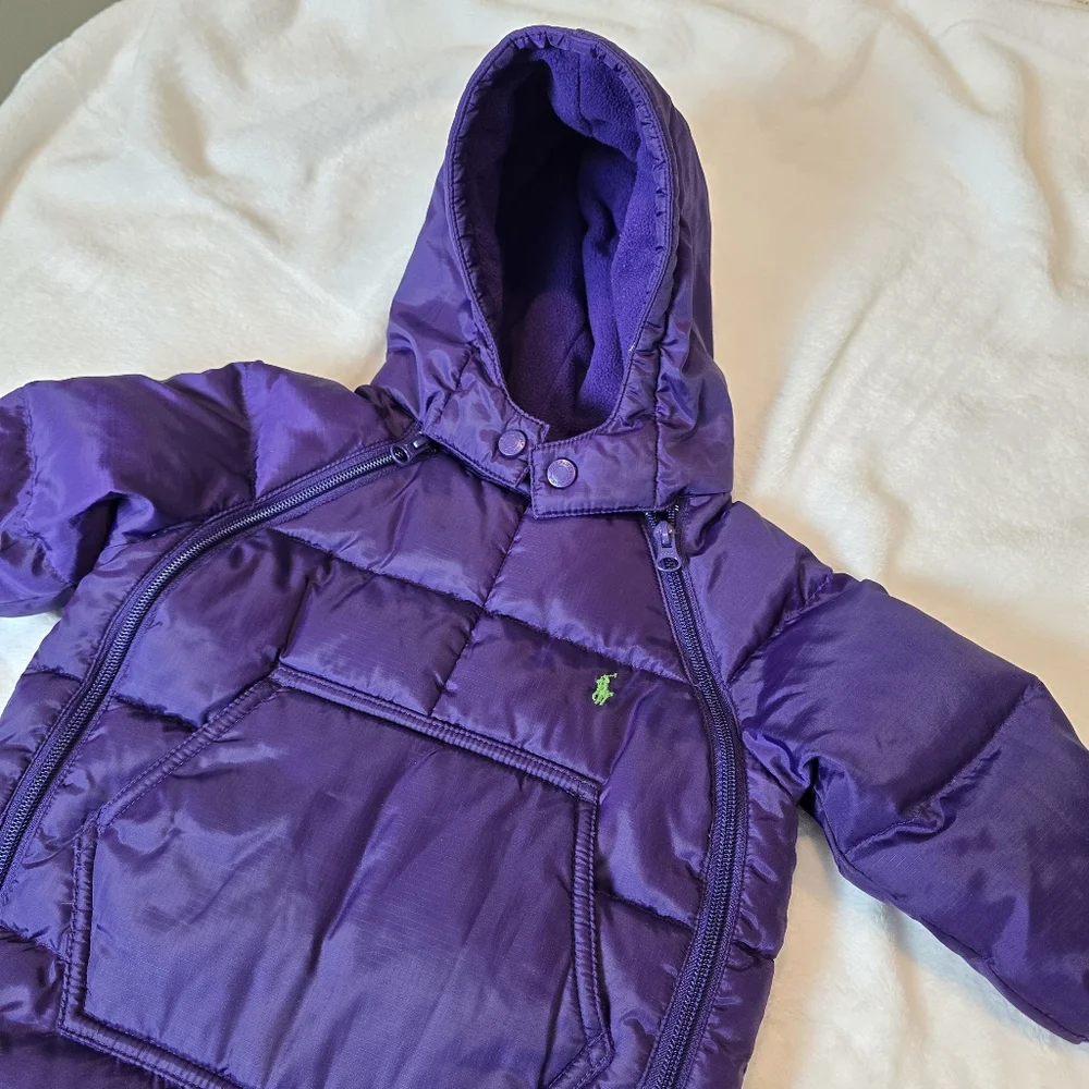Polo Ralph Lauren Infant Puffer Down Filled Snowsuit Bunting Purple 12 months
